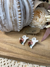 Load image into Gallery viewer, Floral Ghost Hoops
