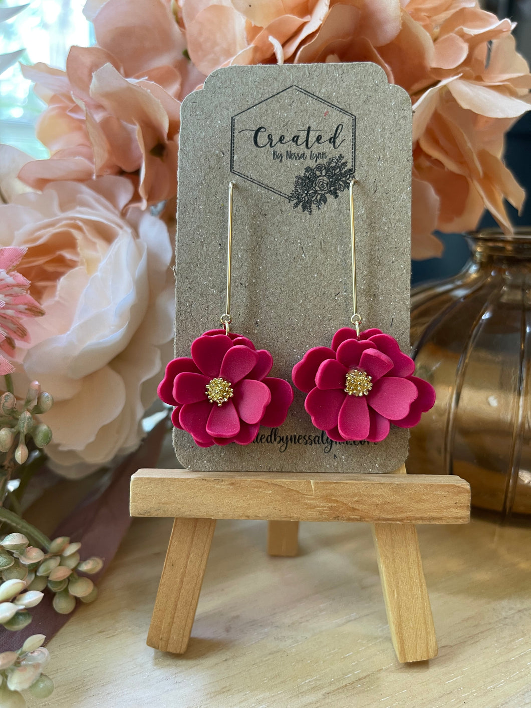 Magenta Flower dangles
