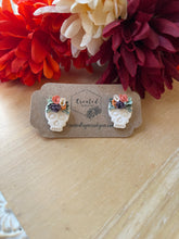 Load image into Gallery viewer, Floral Skull Studs
