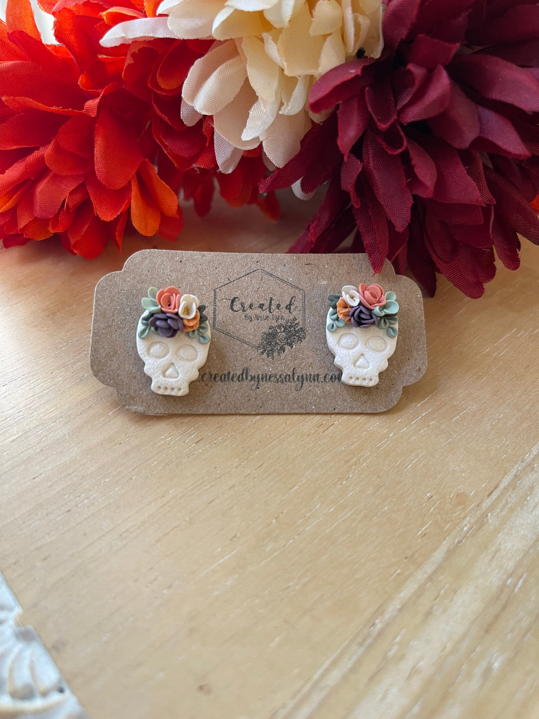 Floral Skull Studs