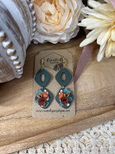 Load image into Gallery viewer, Emerald Floral Dangles
