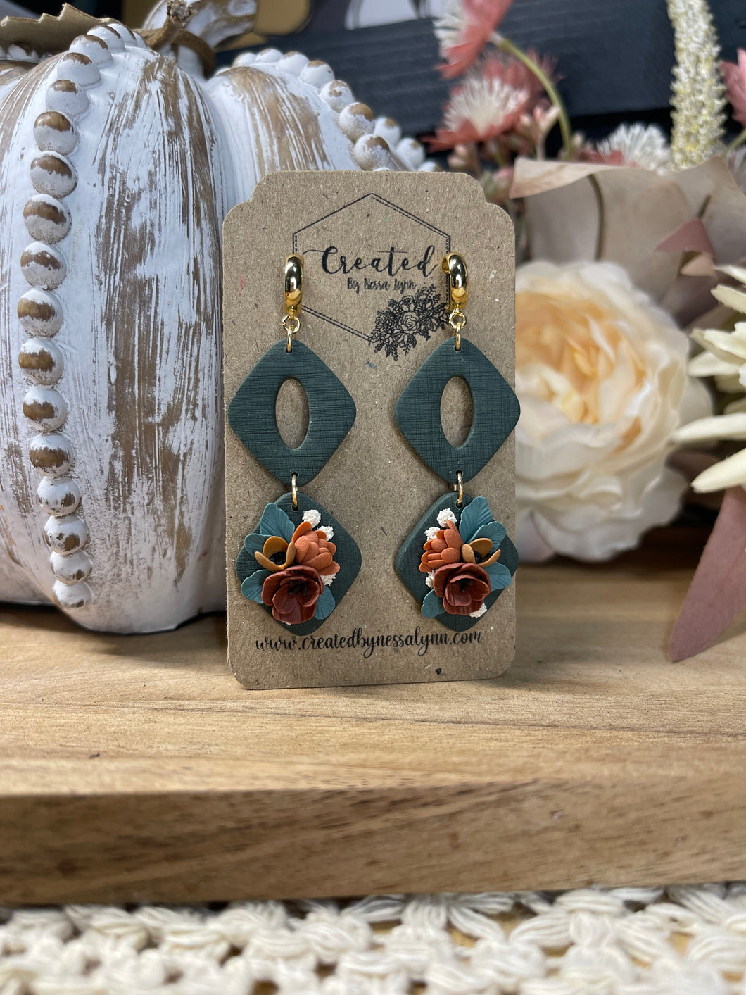 Emerald Floral Dangles