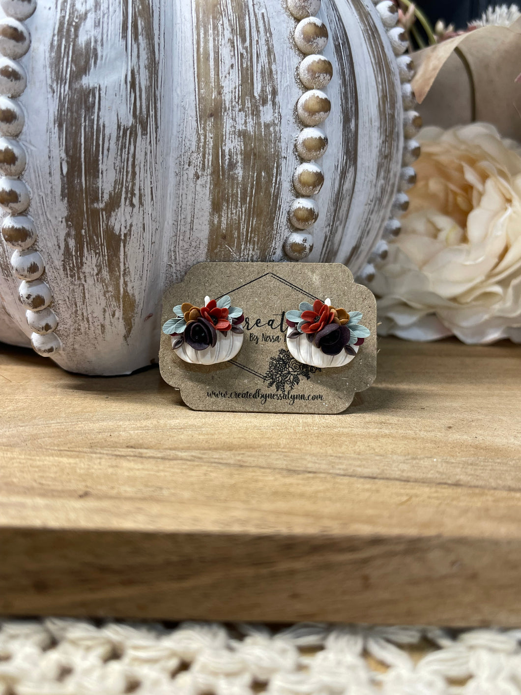 Pumpkin Floral Studs