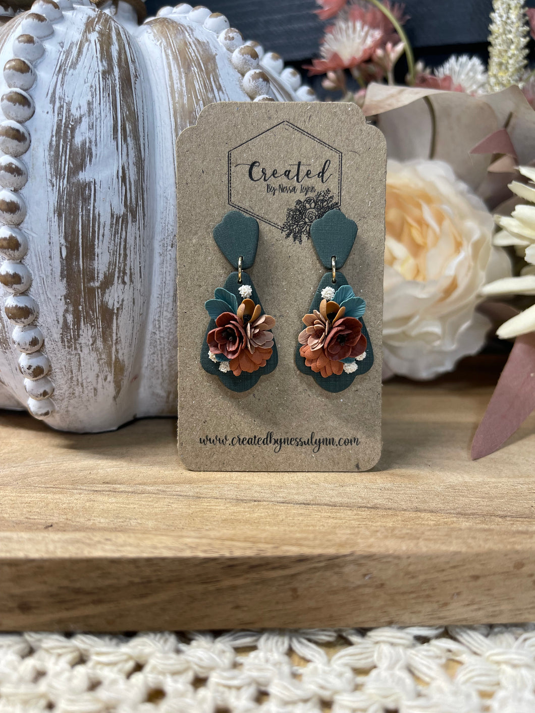 Emerald Floral Dangles