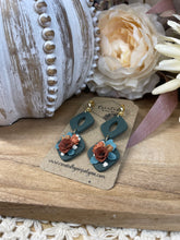Load image into Gallery viewer, Emerald Floral Dangles
