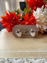 Load image into Gallery viewer, Floral Skull Studs
