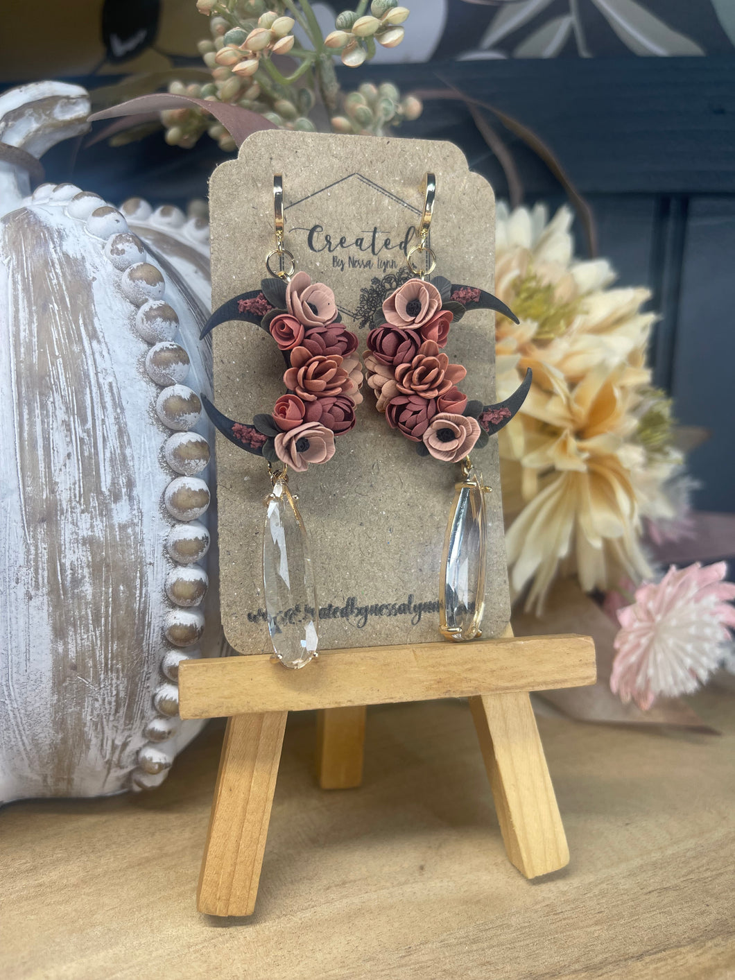 Floral Moon Dangles