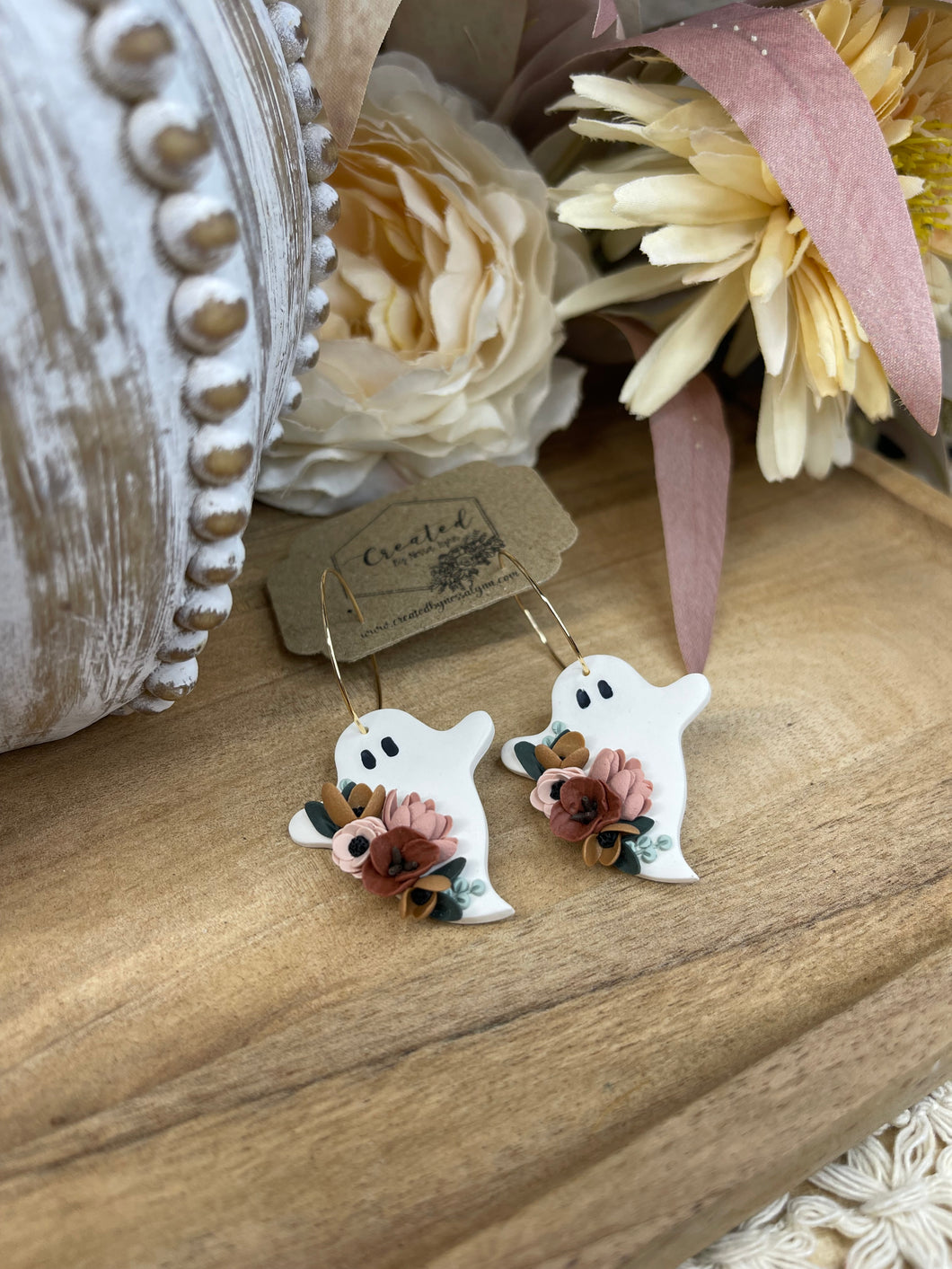 Floral Ghost Hoops